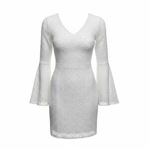 Karl Lagerfeld White Bell Sleeve Lace Dress